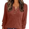 41Qw-Ou3EhL.jpg Long Sleeve Henley Shirts Women's Business Casual Lightweight Tunic Sweater Tops