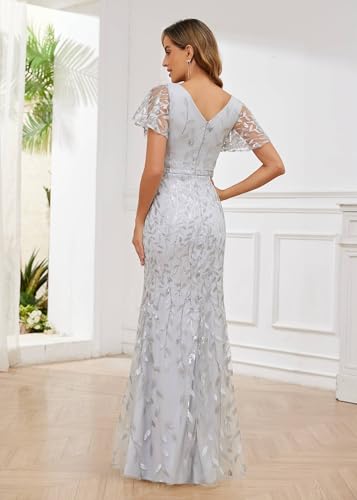 Ruffles Sleeves Mother of The Bride Dresses for Women Sequin Embroidery Mermaid Evening Dress