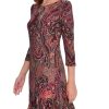 41SitPWQCjL.jpg Women's 3/4 Sleeve High Neck Ruffle Trim Jersey Mini Dress