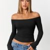 41T9yKGfgxL.jpg Womens Long Sleeve Off The Shoulder Tops Going Out Cute Basic Y2K Fall Fashion 2025 Outfits Clothes