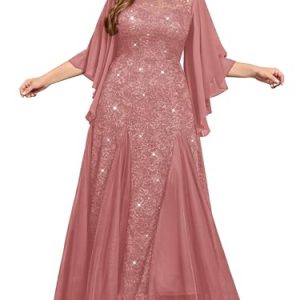 Women's Plus Size Sequins Lace with Ruffle Cape Cloak Sleeves Tulle Mermaid Hemline Evening Prom Long Dress
