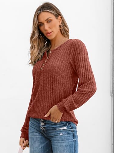 41Y-4zcOxwL.jpg Long Sleeve Henley Shirts Women's Business Casual Lightweight Tunic Sweater Tops