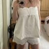 Women 2 Piece Casual Lounge Set Sleeveless Strappy Tie Back Cami Top Wide Leg Shorts 2Pcs Summer Pj Set Beachwear