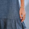 Womens Summer Dresses Sleeveless Tie Back High Crew Neck Ruffle Mini Short Dress