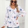 Women's Puff Long Sleeve Shirts Pleated V Neck Fall Tunic Tops Blouse Dressy Casual Loose Summer T-Shirts