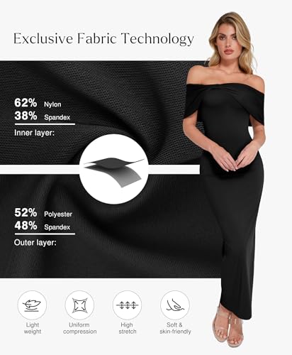 Off The Shoulder Maxi Dress Wedding Guest Formal Dresses for Women Sleeveless Bodycon Long Shapewear Prom Dress