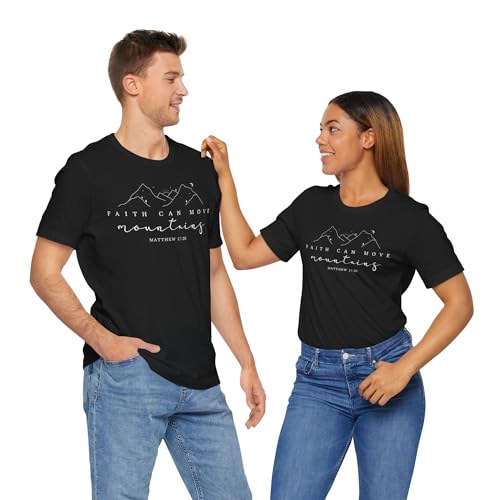 Faith Can Move Mountains T-Shirt Matthew 17:20 Christian Bible Verse Tee for Women and Men