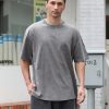 41ZZYWrMhBL.jpg Men's Cotton T-Shirts Oversized Unisex Short Sleeves Casual Loose Wash Solid Basic Tee Tops