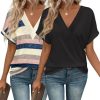 2PCS T Shirts Short Sleeve V Neck Tees Womens Fashion Tops Trendy Soft 2025 Casual Summer Spring Outfits Clothes