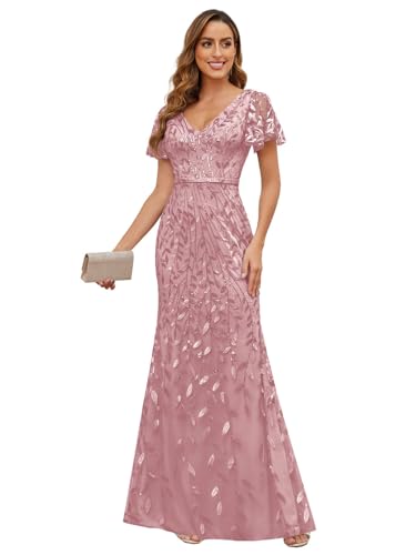 Ruffles Sleeves Mother of The Bride Dresses for Women Sequin Embroidery Mermaid Evening Dress