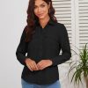 Women's Button Down Blouse Long Sleeve Dress Shirts for Work Office Business Casual Chiffon Tops