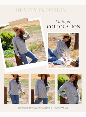 41ezAqlx4bL.jpg Long Sleeve Shirts for Women Casual Fashion Loose Fit Womens Tops Crewneck Basic Pullover Tunics