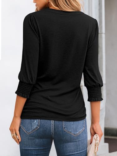 Womens 3/4 Length Sleeve Tops Fall Outfits Shirts Dressy Work Blouses Business Casual Fashion Spring Trendy Clothes