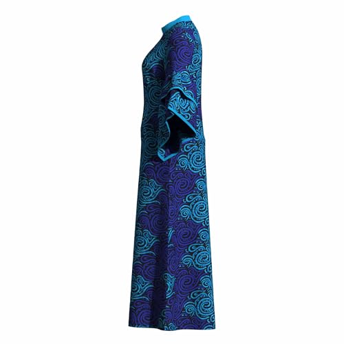 Womens Double Layered Bell Sleeve African Maxi Dress Ankara Wedding Party Dress