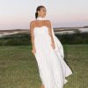 Flowy Chiffon Bridesmaid Dress with Scarf Strapless Formal Evening Dresses QA232