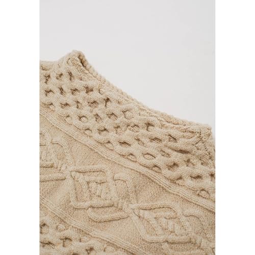 Women Cable Knit Sweater Dress Boat Neck High Waisted Knit Dresses Elbow Sleeves Solid Fall Trendy Casual Long Dress