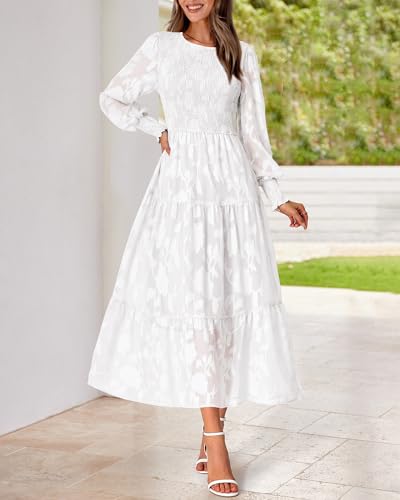 Wedding Guest Dresses for Women Fall Fashion 2025 Casual Long Sleeve Floral Maxi Boho Homecoming Dress