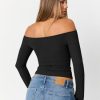 41knauxuOWL.jpg Womens Long Sleeve Off The Shoulder Tops Going Out Cute Basic Y2K Fall Fashion 2025 Outfits Clothes