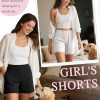 41l7jEvsQeL.jpg 3 Pack Women's Casual Shorts Lounge Soft Summer Ribbed Elastic High Waisted Shorts Pocket Workout Athletic SweatShorts