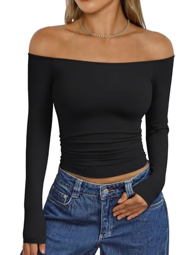 41m3OLmN4kL.jpg Womens Long Sleeve Off The Shoulder Tops Going Out Cute Basic Y2K Fall Fashion 2025 Outfits Clothes