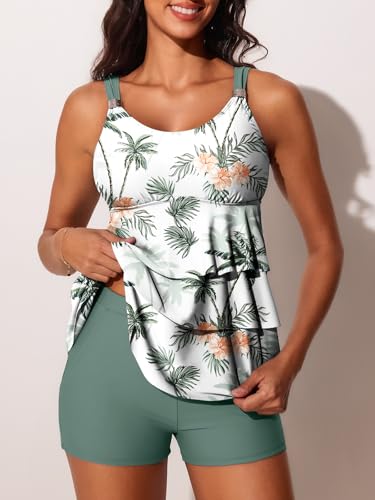Women's Tankini Swimsuits with Shorts Ruffled Tummy Control Bathing Suits Modest 2025 Swimwear