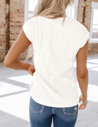 Blouses for Women Dressy Casual 2025 Summer Cute Cap Sleeve Business Office Tops Textured Spring Work Shirt