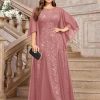 Women's Plus Size Sequins Lace with Ruffle Cape Cloak Sleeves Tulle Mermaid Hemline Evening Prom Long Dress