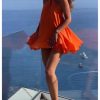 Women's Halter Dress Tie Open Back Twist Sleeveless Flowy A Line Mini Dresses