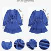 Womens Dresses Spring Summer Knot Front V Neck Ruffles Long Sleeve Floral Print Swing Mini Dress