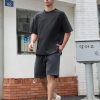 41pWR-3XCL.jpg Men's Cotton T-Shirts Oversized Unisex Short Sleeves Casual Loose Wash Solid Basic Tee Tops