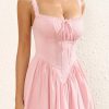 Womens Summer Mini Dress Square Neck Tie Front Lace Spliced Ruched Backless Casual Party Graduation Short Bodycon Dresses