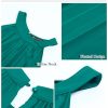Women's Cute Halter Neck Sleeveless Mini Dress Solid Color Flowy Pleated Beach Dress Sundress