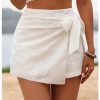 Women's Summer Wrap Tie Skirt Eyelet Knot Side Boho High Waist Skirts Shorts Skort