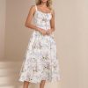 Floral Corset Midi Dress Lace Up Cutout Flowy Summer Wedding Guest Dresses for Women Sundress with Pockets