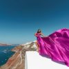 Fuchsia Long Tail Flying Dress for Women's Wedding, Maternity Photoshoot Santorini Flying Dress for Photoshoot |