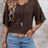 Womens Top Ruffle Sleeve Blouses V Neck T Shirts Casual Outfit Bell Sleeve Tee Spring Fall Summer Fashion Clothes Cute Tunic