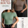 3 Pack Women's Ribbed T-Shirts, Cotton Short Sleeve Basic Tees Crewneck Fitted Tops Casual Shirts 2025 Summer Trendy