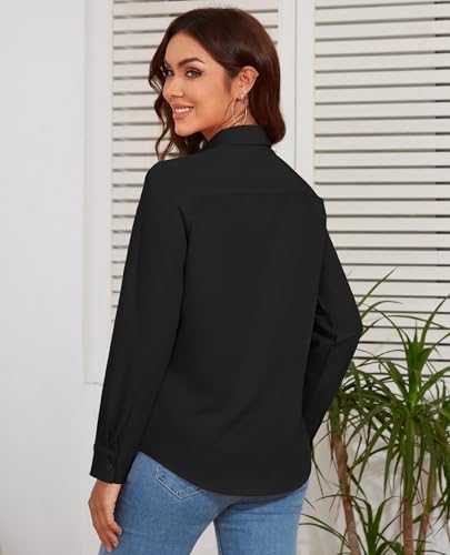 Women's Button Down Blouse Long Sleeve Dress Shirts for Work Office Business Casual Chiffon Tops