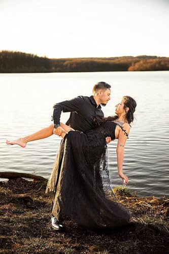 Lace Applique Tulle Prom Dresses for Women 2025 Spaghetti Straps Ball Gown Formal Evening Party Gown with Slit