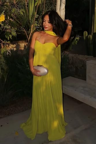 Flowy Chiffon Bridesmaid Dress with Scarf Strapless Formal Evening Dresses QA232