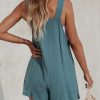 Women's Summer Sleeveless Overall Adjustable Loose Jumpsuit Beach Romper Travel Vacation Outfits with Pockets