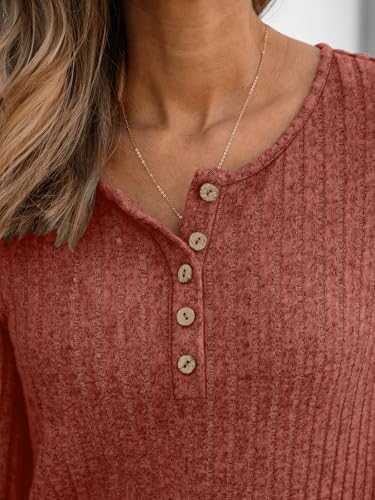 511QTHjwVEL.jpg Long Sleeve Henley Shirts Women's Business Casual Lightweight Tunic Sweater Tops