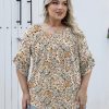 Womens Plus Size Tops 3/4 Ruffle Sleeve Shirts Crewneck Pleated Blouses Dressy Casual Fashion Tunic Top (1X-5X)