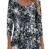 3/4 Sleeve Tops for Women Crew Neck Blouses Pleated Casual Shirts Fall Work Clothes 2025