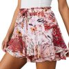 Flowy Shorts for Women Casual Cute Floral Skorts Chiffon Ruffle Tennis Mini Skirts Butterfly Summer Boho Shorts