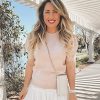 Women's Puff Short Sleeve Sweater Tops 2025 Summer Fall Trendy Knit Crew Neck Casual T Shirts Blouses