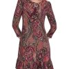 51NZIL9atsL.jpg Women's 3/4 Sleeve High Neck Ruffle Trim Jersey Mini Dress