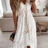 Women's Summer Dresses Sleeveless Lace Casual Tassel Beach Spaghetti Straps Flowy Maxi Sun Dress