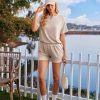 Womens Pajama Sets Short Sleeve Lounge Sets 2 Piece Pjs Tops and Shorts Outfits Matching Loungewear with Pockets