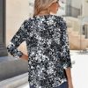 3/4 Sleeve Tops for Women Crew Neck Blouses Pleated Casual Shirts Fall Work Clothes 2025
